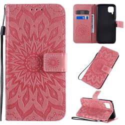 Embossing Sunflower Leather Wallet Case for Huawei nova 6 SE - Pink