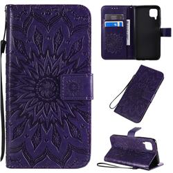 Embossing Sunflower Leather Wallet Case for Huawei nova 6 SE - Purple