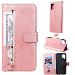 Retro Luxury Zipper Leather Phone Wallet Case for Huawei nova 6 SE - Pink