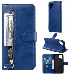 Retro Luxury Zipper Leather Phone Wallet Case for Huawei nova 6 SE - Blue