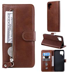 Retro Luxury Zipper Leather Phone Wallet Case for Huawei nova 6 SE - Brown