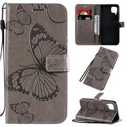 Embossing 3D Butterfly Leather Wallet Case for Huawei nova 6 SE - Gray