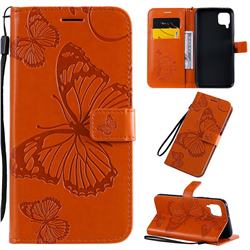 Embossing 3D Butterfly Leather Wallet Case for Huawei nova 6 SE - Orange