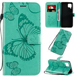 Embossing 3D Butterfly Leather Wallet Case for Huawei nova 6 SE - Green