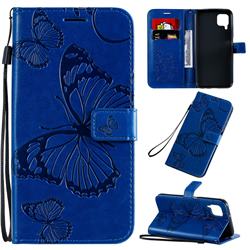Embossing 3D Butterfly Leather Wallet Case for Huawei nova 6 SE - Blue