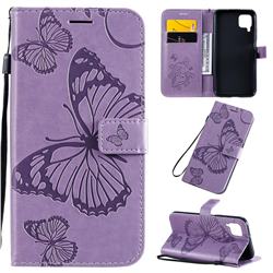 Embossing 3D Butterfly Leather Wallet Case for Huawei nova 6 SE - Purple