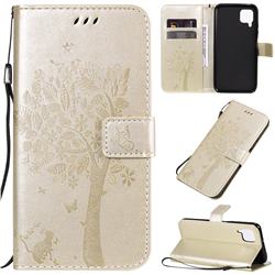Embossing Butterfly Tree Leather Wallet Case for Huawei nova 6 SE - Champagne