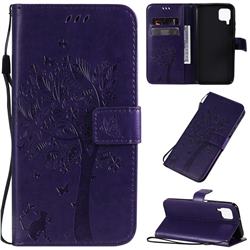 Embossing Butterfly Tree Leather Wallet Case for Huawei nova 6 SE - Purple