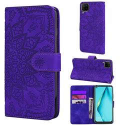 Retro Embossing Mandala Flower Leather Wallet Case for Huawei nova 6 SE - Purple