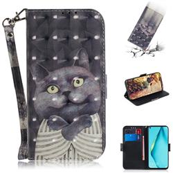 Cat Embrace 3D Painted Leather Wallet Phone Case for Huawei nova 6 SE