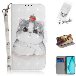 Cute Tomato Cat 3D Painted Leather Wallet Phone Case for Huawei nova 6 SE