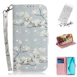 Magnolia Flower 3D Painted Leather Wallet Phone Case for Huawei nova 6 SE