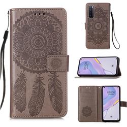 Embossing Dream Catcher Mandala Flower Leather Wallet Case for Huawei nova 7 5G - Gray