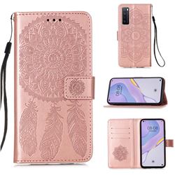 Embossing Dream Catcher Mandala Flower Leather Wallet Case for Huawei nova 7 5G - Rose Gold