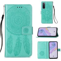 Embossing Dream Catcher Mandala Flower Leather Wallet Case for Huawei nova 7 5G - Green