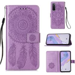 Embossing Dream Catcher Mandala Flower Leather Wallet Case for Huawei nova 7 5G - Purple