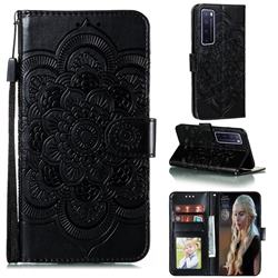 Intricate Embossing Datura Solar Leather Wallet Case for Huawei nova 7 Pro 5G - Black