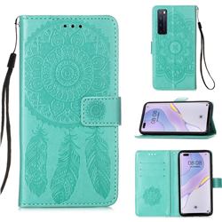Embossing Dream Catcher Mandala Flower Leather Wallet Case for Huawei nova 7 Pro 5G - Green