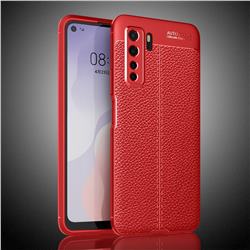 Luxury Auto Focus Litchi Texture Silicone TPU Back Cover for Huawei nova 7 SE - Red