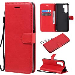 Retro Greek Classic Smooth PU Leather Wallet Phone Case for Huawei nova 7 SE - Red