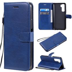 Retro Greek Classic Smooth PU Leather Wallet Phone Case for Huawei nova 7 SE - Blue