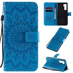 Embossing Sunflower Leather Wallet Case for Huawei nova 7 SE - Blue