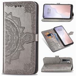 Embossing Imprint Mandala Flower Leather Wallet Case for Huawei nova 7 SE - Gray