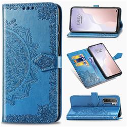 Embossing Imprint Mandala Flower Leather Wallet Case for Huawei nova 7 SE - Blue