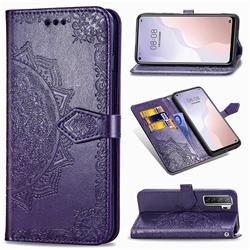 Embossing Imprint Mandala Flower Leather Wallet Case for Huawei nova 7 SE - Purple