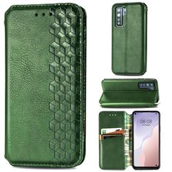 Ultra Slim Fashion Business Card Magnetic Automatic Suction Leather Flip Cover for Huawei nova 7 SE - Green
