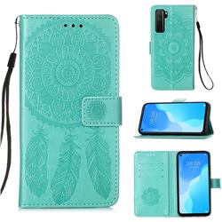 Embossing Dream Catcher Mandala Flower Leather Wallet Case for Huawei nova 7 SE - Green