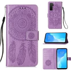 Embossing Dream Catcher Mandala Flower Leather Wallet Case for Huawei nova 7 SE - Purple