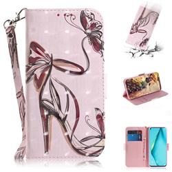 Butterfly High Heels 3D Painted Leather Wallet Phone Case for Huawei nova 7i