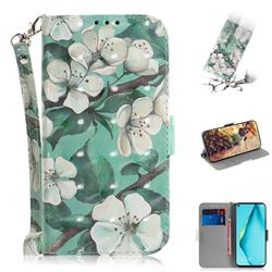 Watercolor Flower 3D Painted Leather Wallet Phone Case for Huawei nova 7i