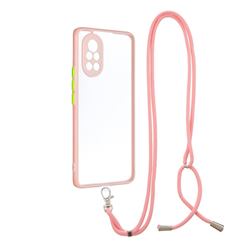 Necklace Cross-body Lanyard Strap Cord Phone Case Cover for Huawei nova 8 - Pink