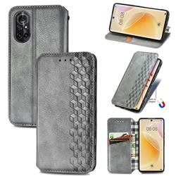 Ultra Slim Fashion Business Card Magnetic Automatic Suction Leather Flip Cover for Huawei nova 8 - Grey