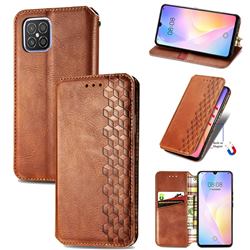 Ultra Slim Fashion Business Card Magnetic Automatic Suction Leather Flip Cover for Huawei nova 8 SE - Brown