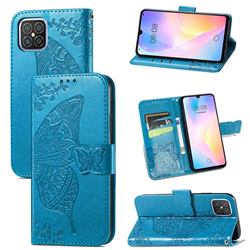 Embossing Mandala Flower Butterfly Leather Wallet Case for Huawei nova 8 SE - Blue