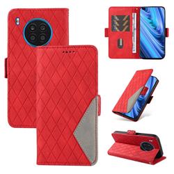 Grid Pattern Splicing Protective Wallet Case Cover for Huawei nova 8i - Red