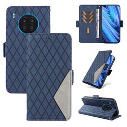Grid Pattern Splicing Protective Wallet Case Cover for Huawei nova 8i - Blue