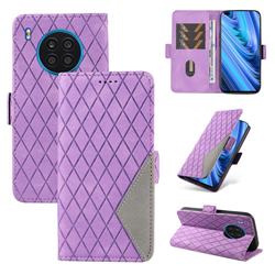 Grid Pattern Splicing Protective Wallet Case Cover for Huawei nova 8i - Purple