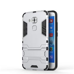 Armor Premium Tactical Grip Kickstand Shockproof Dual Layer Rugged Hard Cover for Huawei Nova Plus - Silver