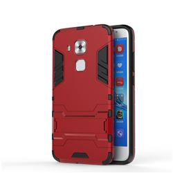 Armor Premium Tactical Grip Kickstand Shockproof Dual Layer Rugged Hard Cover for Huawei Nova Plus - Wine Red
