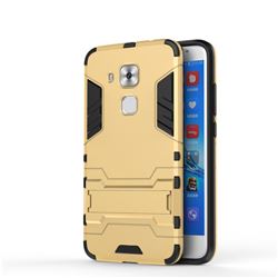 Armor Premium Tactical Grip Kickstand Shockproof Dual Layer Rugged Hard Cover for Huawei Nova Plus - Golden