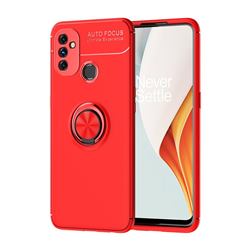 Auto Focus Invisible Ring Holder Soft Phone Case for OnePlus Nord N100 - Red