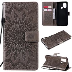 Embossing Sunflower Leather Wallet Case for OnePlus Nord N100 - Gray