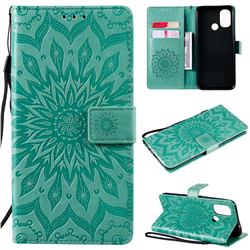 Embossing Sunflower Leather Wallet Case for OnePlus Nord N100 - Green