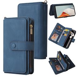 Luxury Multi-functional Zipper Wallet Leather Phone Case Cover for OnePlus Nord N100 - Blue