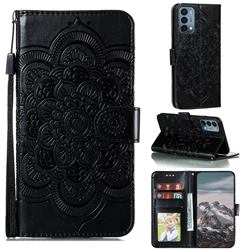 Intricate Embossing Datura Solar Leather Wallet Case for OnePlus Nord N200 5G - Black