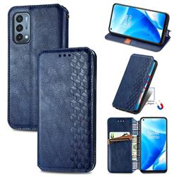 Ultra Slim Fashion Business Card Magnetic Automatic Suction Leather Flip Cover for OnePlus Nord N200 5G - Dark Blue
